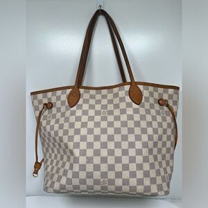 Authentic Louis Vuitton Damier Azur Neverfull MM Tote Bag